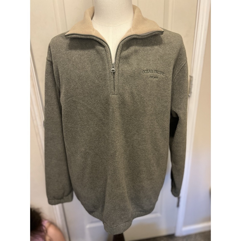 Ocean Pacific Quarter Zip Fleece Brown And Tan‎ Men's Medium